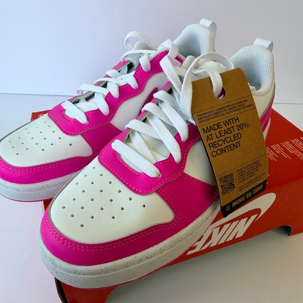 Nike Court Borough Low Recraft GS DV5456-123 White/Fuchsia Kids 6Y / UK 5.5 NIB